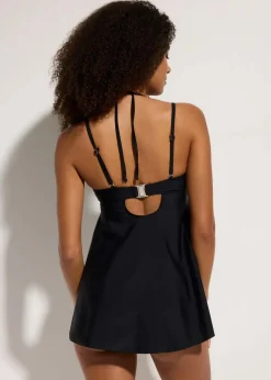 Damen bonprix Nachhaltigere Materialien|Bademode·Tankinis|Long-Tankini mit verzierten Trägern (2-tlg.Set)