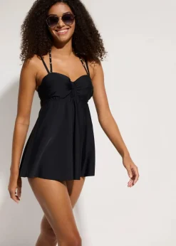 Damen bonprix Nachhaltigere Materialien|Bademode·Tankinis|Long-Tankini mit verzierten Trägern (2-tlg.Set)