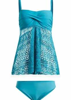 Damen bonprix Nachhaltigere Materialien|Tankinis|Long-Tankini (2-tlg. Set) mit Spitze