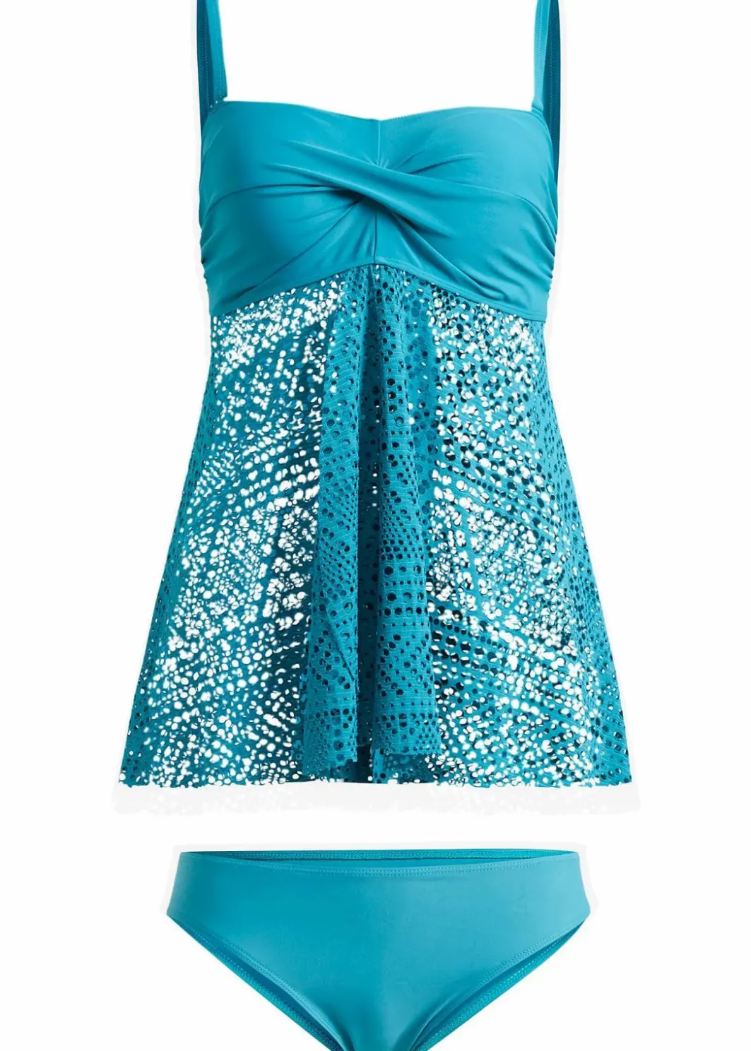 Damen bonprix Nachhaltigere Materialien|Tankinis|Long-Tankini (2-tlg. Set) mit Spitze