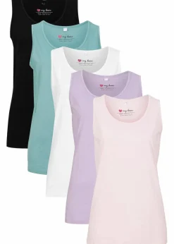 Damen bonprix Shirts & Tops|Basics|Long-Top aus reiner Baumwolle (5er Pack)