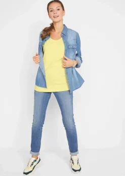 Damen bonprix Shirts & Tops|Basics|Long-Top aus reiner Baumwolle (5er Pack)