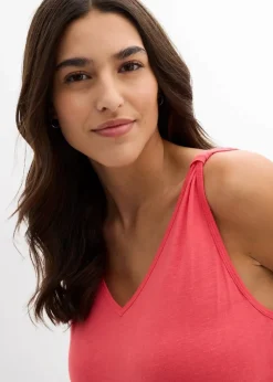 Damen bonprix Shirts & Tops|Long-Top aus Viskose-Leinen-Mix