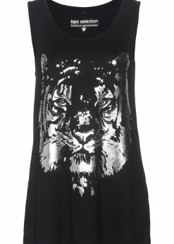 Damen bonprix Shirts & Tops|Nachhaltigere Materialien|Longtop mit print-logo