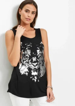 Damen bonprix Shirts & Tops|Nachhaltigere Materialien|Longtop mit print-logo