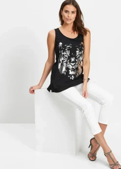 Damen bonprix Shirts & Tops|Nachhaltigere Materialien|Longtop mit print-logo