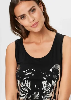 Damen bonprix Shirts & Tops|Nachhaltigere Materialien|Longtop mit print-logo