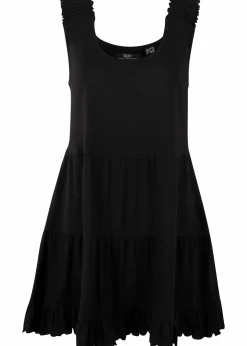Damen bonprix Nachhaltigere Materialien|Shirts & Tops|Long-Top mit Volants und breiten Trägern