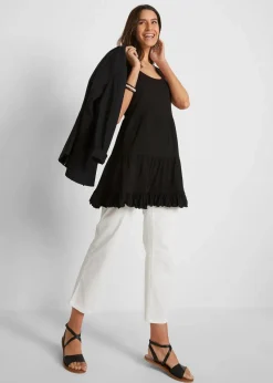 Damen bonprix Nachhaltigere Materialien|Shirts & Tops|Long-Top mit Volants und breiten Trägern