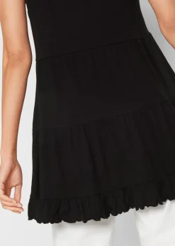 Damen bonprix Nachhaltigere Materialien|Shirts & Tops|Long-Top mit Volants und breiten Trägern