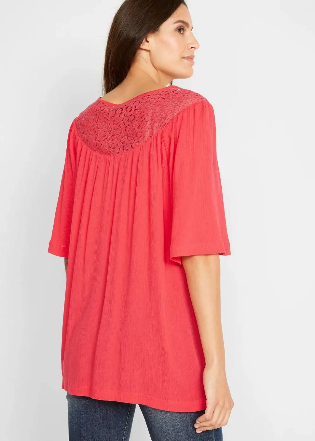 Damen bonprix Bekleidung·Jacken & Mäntel|Blusen & Tuniken|Long-Tunika aus Crinkle, halbarm