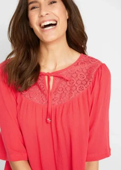 Damen bonprix Bekleidung·Jacken & Mäntel|Blusen & Tuniken|Long-Tunika aus Crinkle, halbarm
