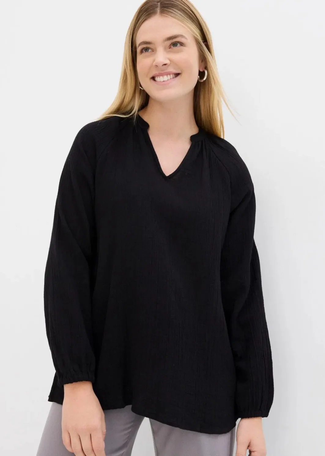 Best Long-Tunika aus Musselin Damen Bekleidung·Jacken & Mäntel|Blusen & Tuniken