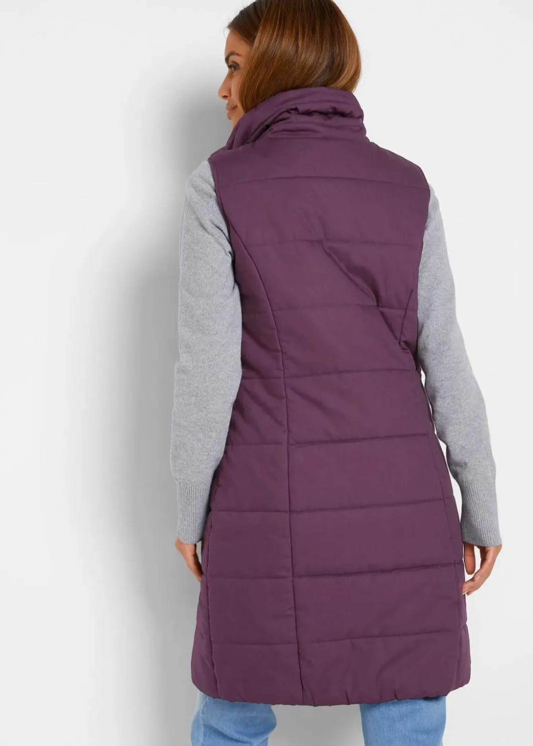 Damen bonprix Jacken & Mäntel|Bekleidung·Hosen|Longweste mit Stehkragen