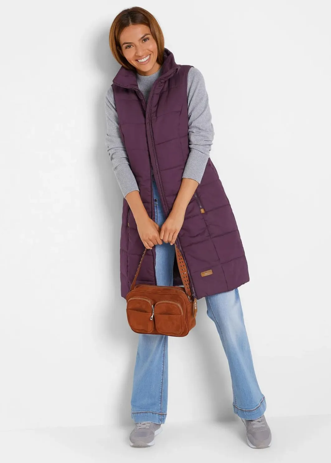 Damen bonprix Jacken & Mäntel|Bekleidung·Hosen|Longweste mit Stehkragen