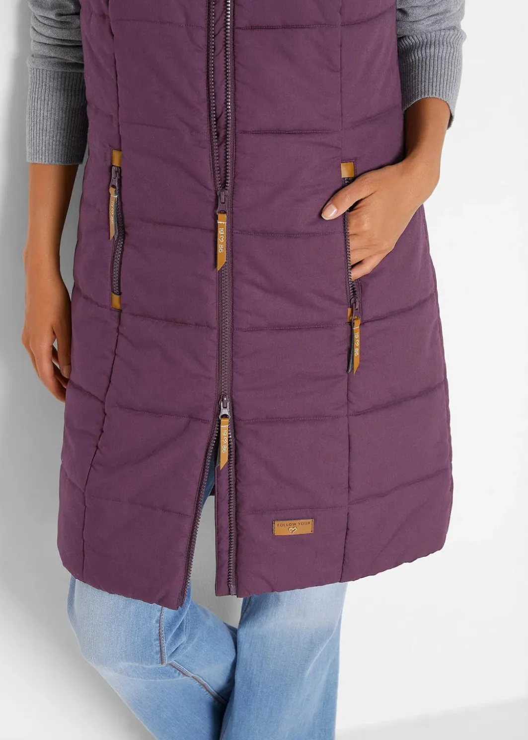 Damen bonprix Jacken & Mäntel|Bekleidung·Hosen|Longweste mit Stehkragen