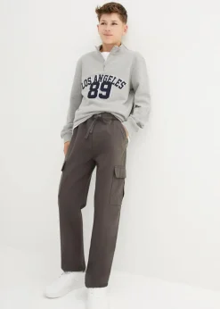 Kinder bonprix Jungen 9-16 Jahre·Hosen|Loose Fit Cargo-Schlupfhose aus reiner Baumwolle, Straight