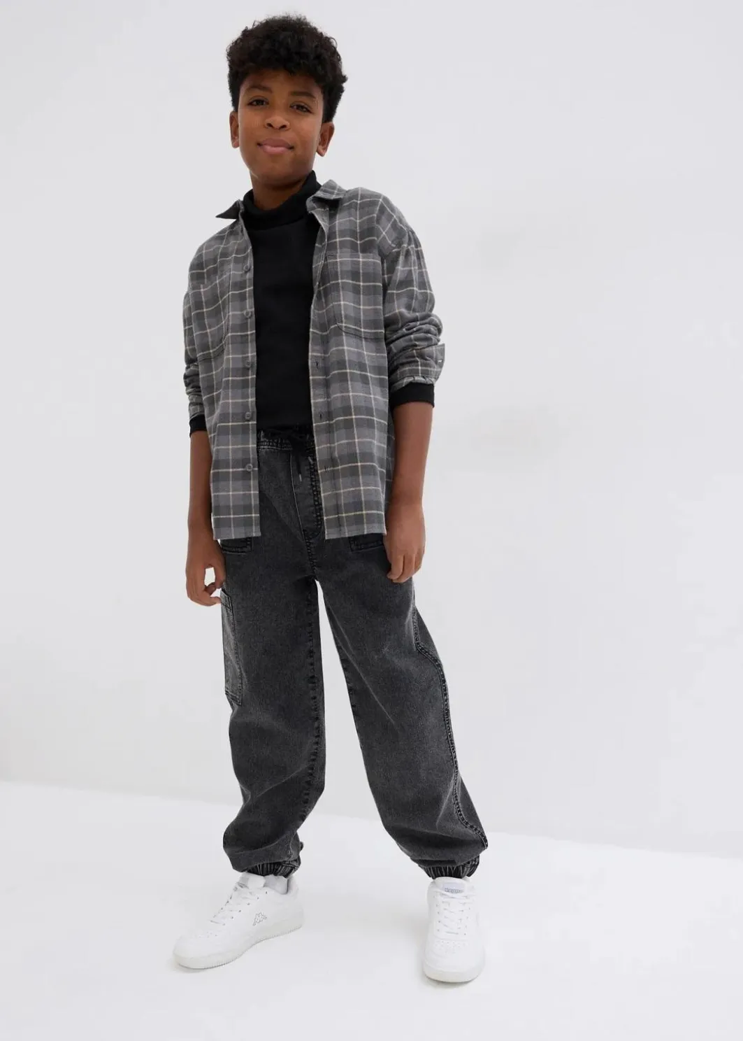 Kinder bonprix Jungen 9-16 Jahre·Jeans|Loose Fit Schlupf-Cargo-Jeans mit Stretchanteil