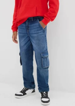 Kinder bonprix Jungen 9-16 Jahre·Bademode|Jungen 9-16 Jahre·Jacken & Outdoor|Loose Fit Thermo-Cargojeans mit Jerseyfutter, Tapered