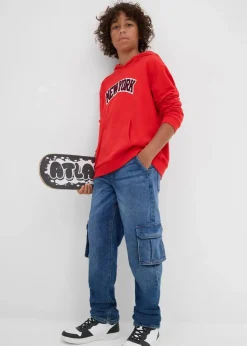 Kinder bonprix Jungen 9-16 Jahre·Bademode|Jungen 9-16 Jahre·Jacken & Outdoor|Loose Fit Thermo-Cargojeans mit Jerseyfutter, Tapered