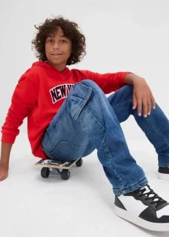Kinder bonprix Jungen 9-16 Jahre·Bademode|Jungen 9-16 Jahre·Jacken & Outdoor|Loose Fit Thermo-Cargojeans mit Jerseyfutter, Tapered