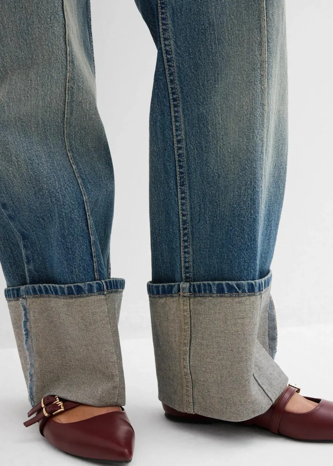 Damen bonprix Kurzgrößen|Bekleidung·Shirts & Tops|Loose Straight-Jeans High Waist