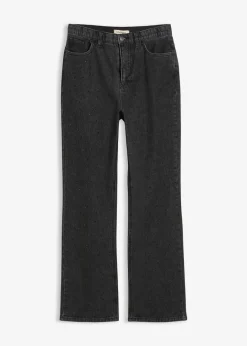 Outlet Loose Straight-Jeans High Waist, Bequembund mit Strass Damen Jeans