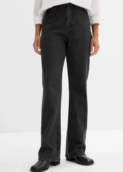 Outlet Loose Straight-Jeans High Waist, Bequembund mit Strass Damen Jeans