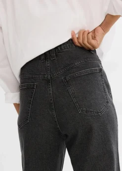Outlet Loose Straight-Jeans High Waist, Bequembund mit Strass Damen Jeans