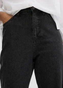 Outlet Loose Straight-Jeans High Waist, Bequembund mit Strass Damen Jeans
