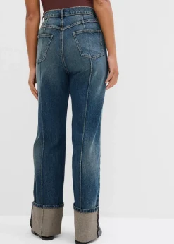 Damen bonprix Kurzgrößen|Bekleidung·Shirts & Tops|Loose Straight-Jeans High Waist