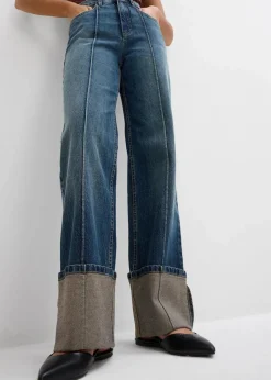 Damen bonprix Kurzgrößen|Bekleidung·Shirts & Tops|Loose Straight-Jeans High Waist