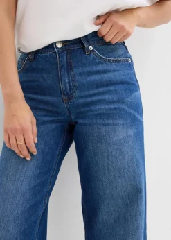 Damen bonprix Bekleidung·Shirts & Tops|Jeans|Loose Straight-Jeans Mid Waist, cropped