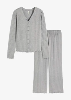 Damen bonprix Wäsche·Homewear|Wäsche·Nachtwäsche|Loungewear Hausanzug aus weichem Pointelle-Jersey