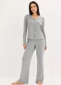 Damen bonprix Wäsche·Homewear|Wäsche·Nachtwäsche|Loungewear Hausanzug aus weichem Pointelle-Jersey