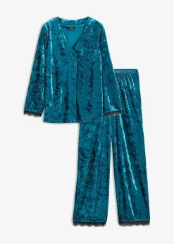 Clearance Loungewear Hausanzug aus schimmerndem Samt Damen Wäsche·Homewear|Wäsche·Nachtwäsche