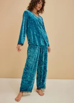 Clearance Loungewear Hausanzug aus schimmerndem Samt Damen Wäsche·Homewear|Wäsche·Nachtwäsche