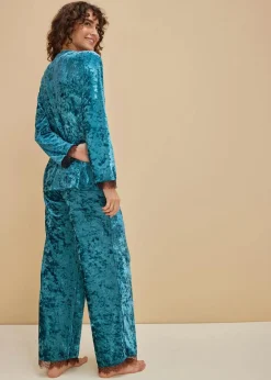 Clearance Loungewear Hausanzug aus schimmerndem Samt Damen Wäsche·Homewear|Wäsche·Nachtwäsche