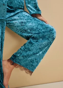 Clearance Loungewear Hausanzug aus schimmerndem Samt Damen Wäsche·Homewear|Wäsche·Nachtwäsche