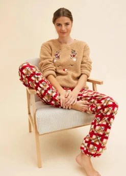 Sale Loungewear Hausanzug aus Fleece mit Stickerei Damen Wäsche·Homewear|Wäsche·Nachtwäsche