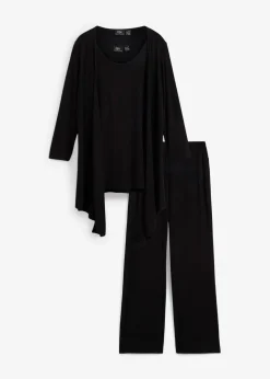 Damen bonprix Hosen|Homewear|Loungewear Hausanzug (3-tlg.Set) mit Viskose