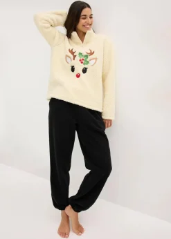 Sale Loungewear Teddy Hausanzug mit Fleecehose Damen Wäsche·Homewear|Wäsche·Nachtwäsche
