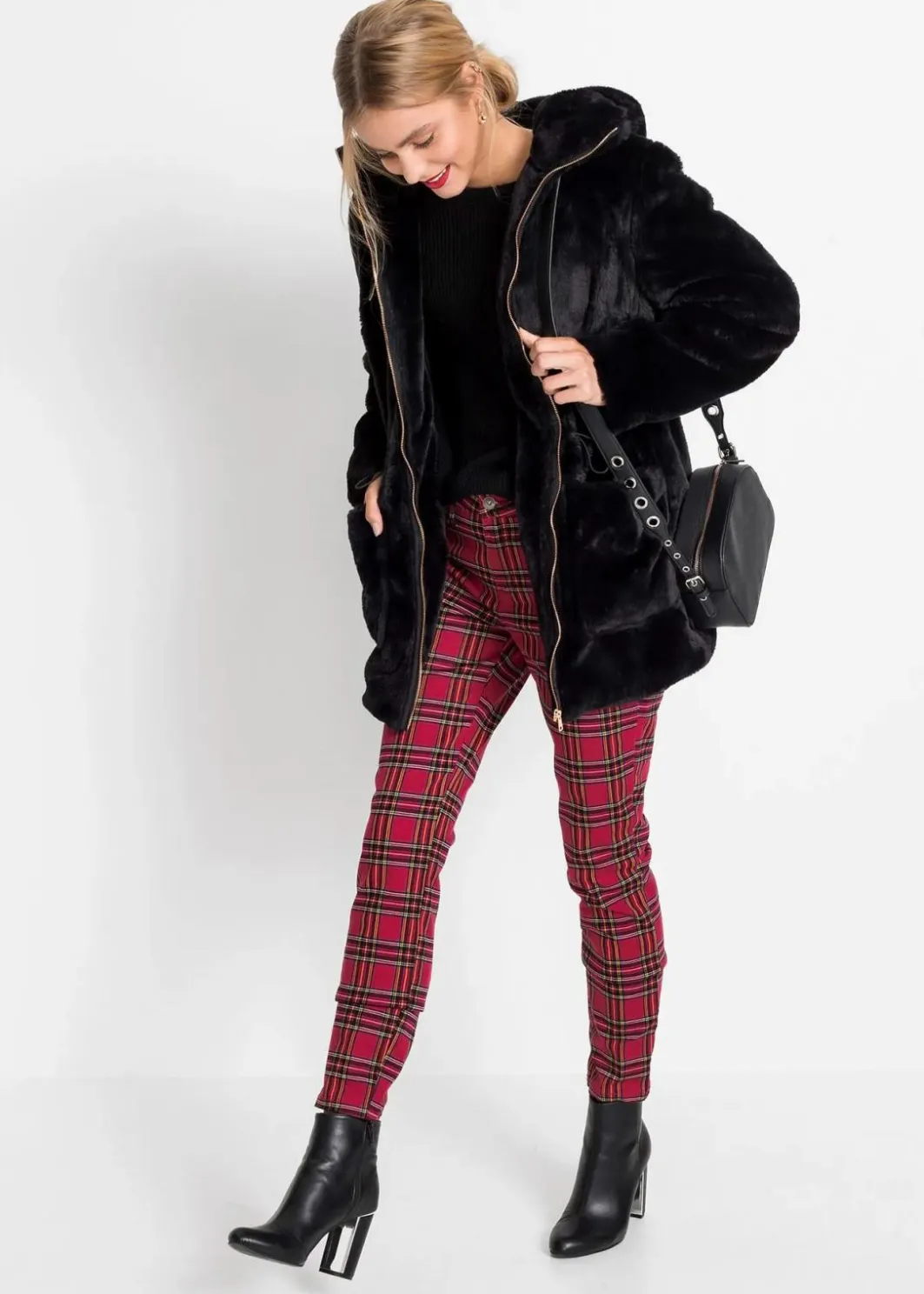 Damen bonprix Jacken & Mäntel|Lässige Fellimitat-Jacke