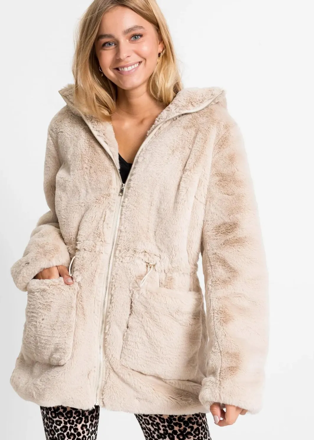 Damen bonprix Jacken & Mäntel|Lässige Fellimitat-Jacke