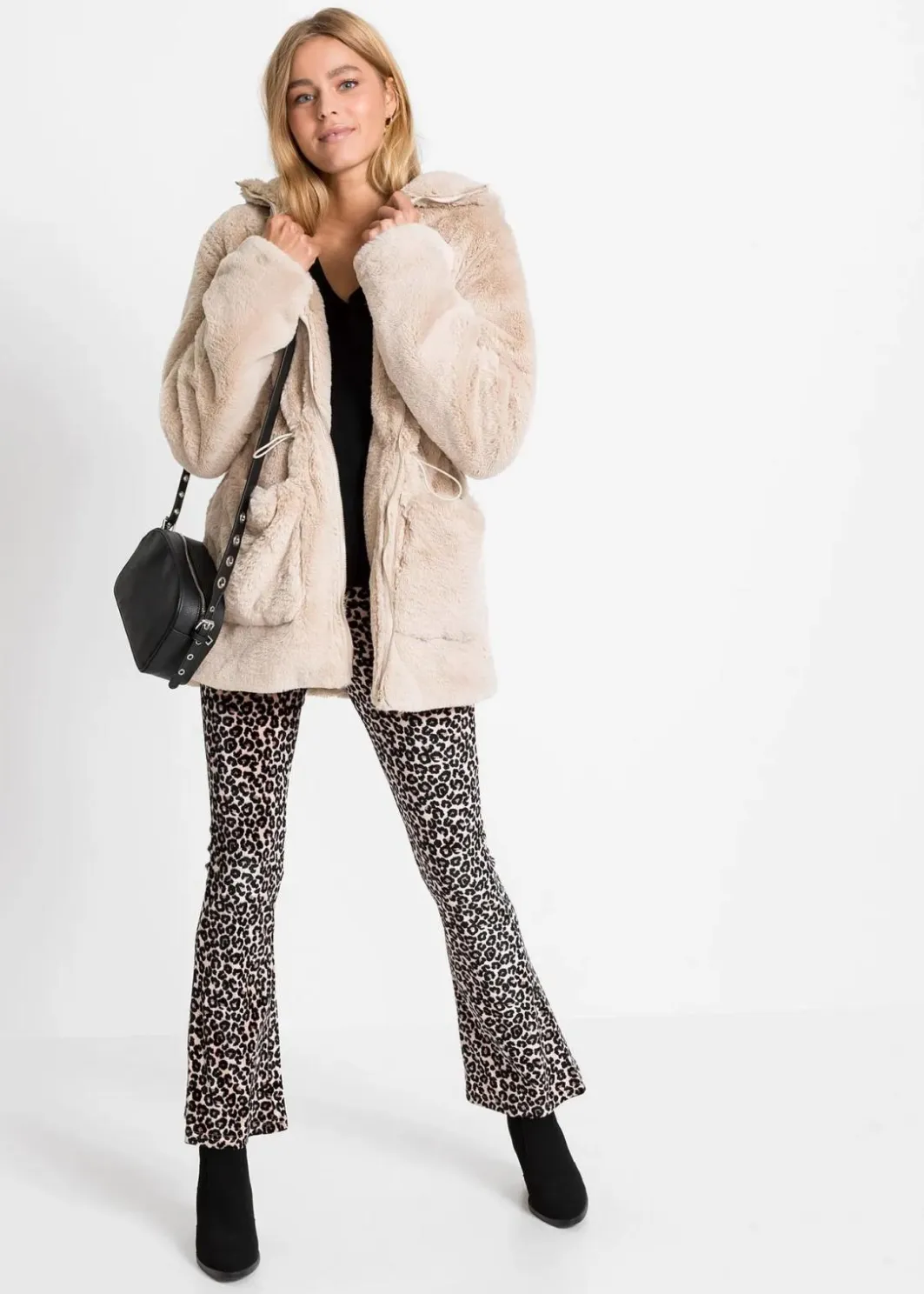 Damen bonprix Jacken & Mäntel|Lässige Fellimitat-Jacke