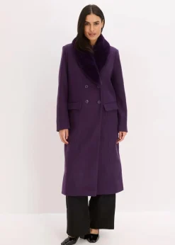 Best Mantel mit abknöpfbaren Fellimitatkragen Damen Bekleidung·Hosen|Jacken & Mäntel