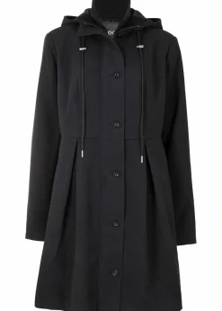 Damen bonprix Bekleidung·Hosen|Jacken & Mäntel|Mantel mit Kapuze und Bundfalten, A-Linie