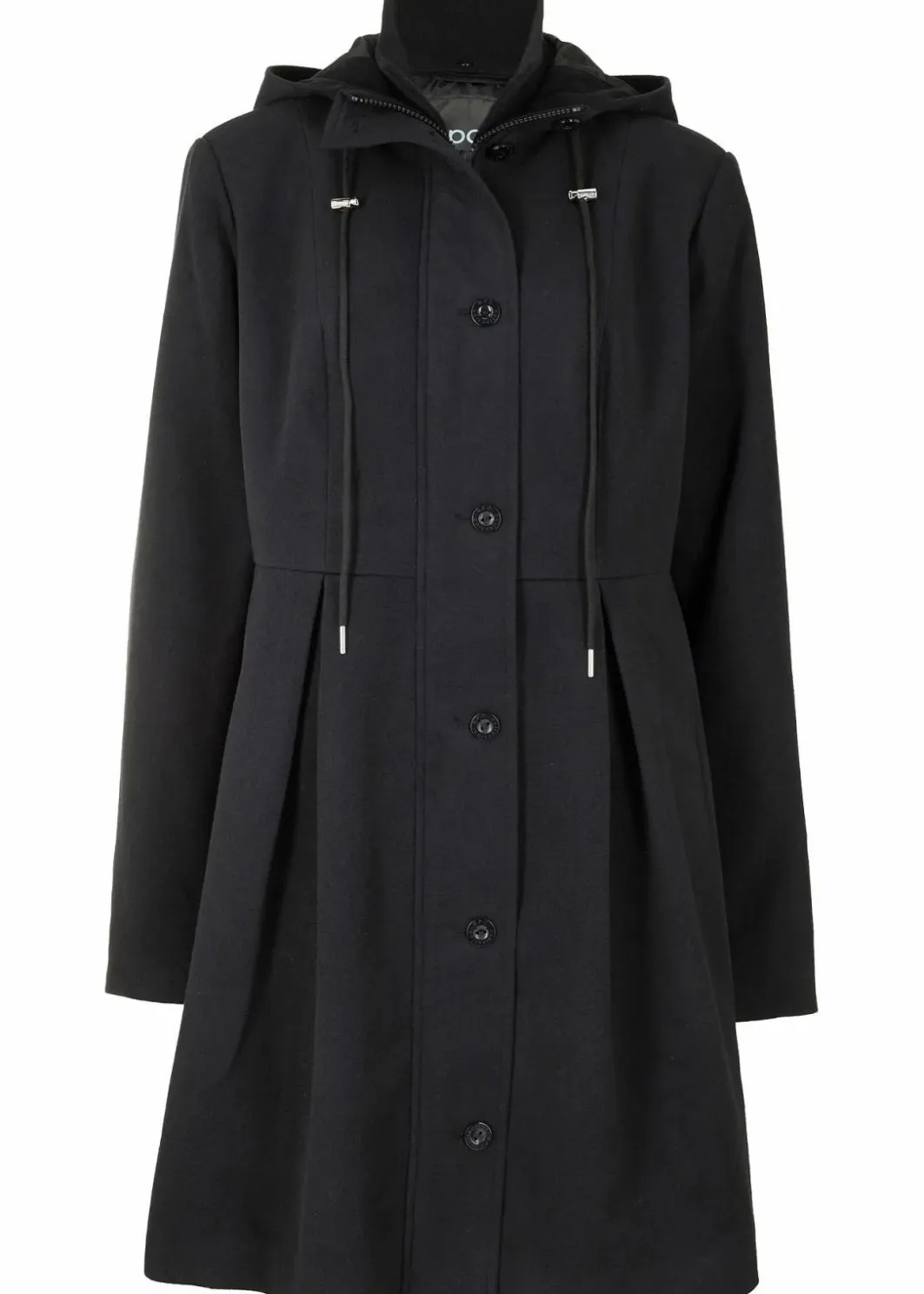 Damen bonprix Bekleidung·Hosen|Jacken & Mäntel|Mantel mit Kapuze und Bundfalten, A-Linie