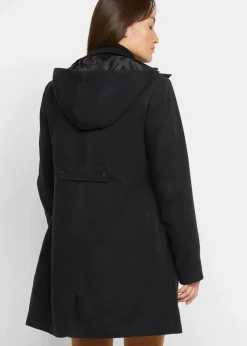 Damen bonprix Bekleidung·Hosen|Jacken & Mäntel|Mantel mit Kapuze und Bundfalten, A-Linie
