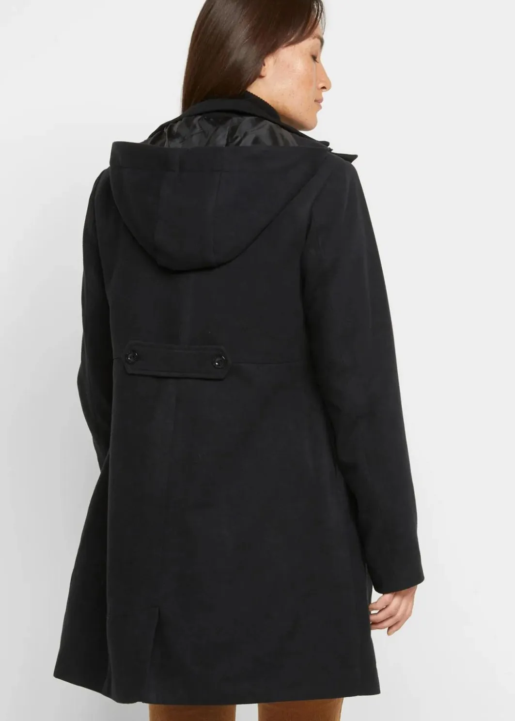 Damen bonprix Bekleidung·Hosen|Jacken & Mäntel|Mantel mit Kapuze und Bundfalten, A-Linie